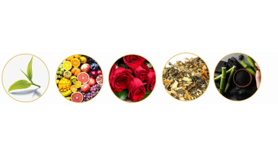 Green tea, citrus, rose, tea and coffee oral care flavour examples