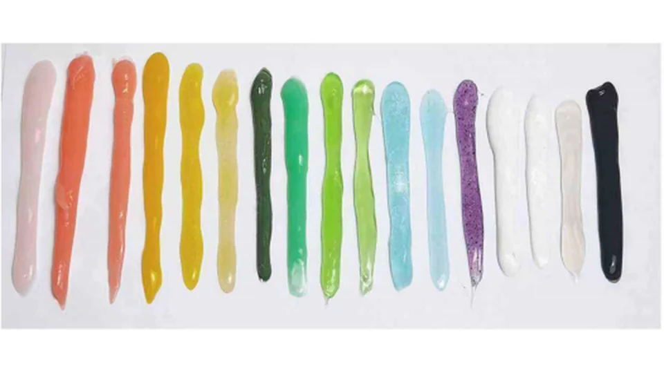 White, black, coloured, crystal and gel toothpaste paste examples